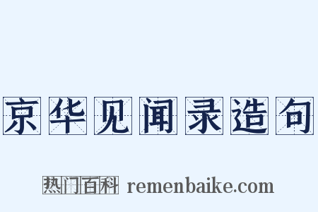 京华见闻录造句是什么意思的图片